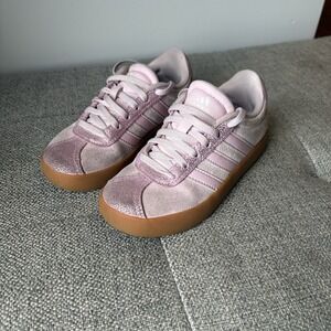 Adidas Little Girl VL Court 3.0 Sneakers Pink Glitter LaceUp Sz11